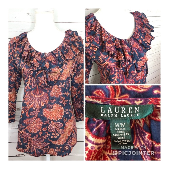 Lauren Ralph Lauren Tops - LAUREN/Ralph Lauren Women's Cotton Ruffle Tie Top